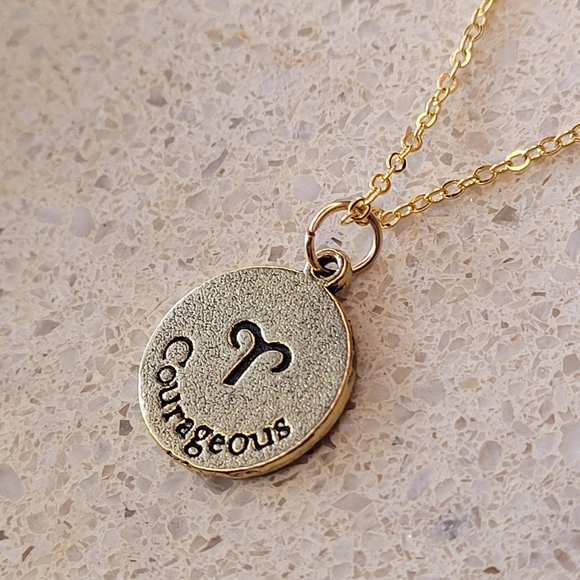 🖤3/$50♈️ Aries Zodiac Sign 18k Gold Plated Necklace - Picture 3 of 5